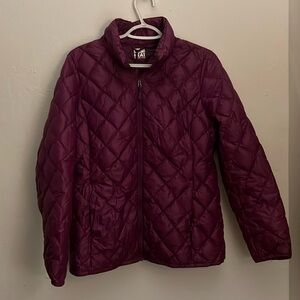 32 Degrees Purple Lightweight Puffer Shell Jacket (Packable with bag attached)